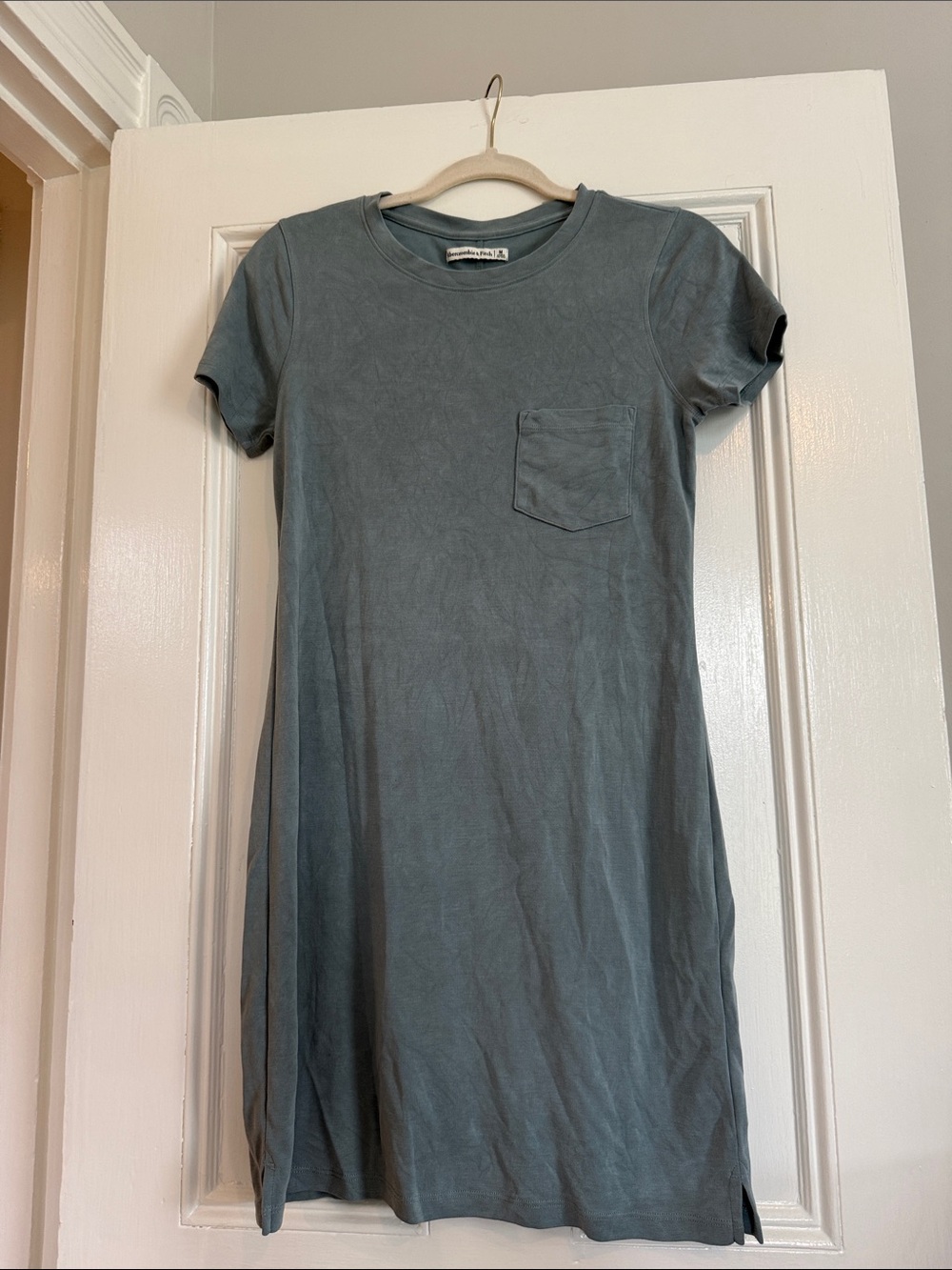 Abercrombie pocket tee shirt dress size medium sage aqua blue green casual cute